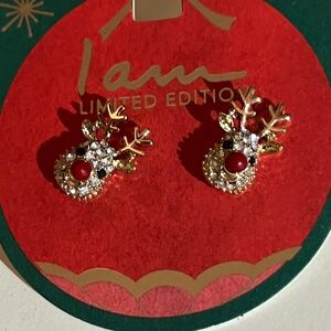 Avon Gold and Red Reindeer Earrings